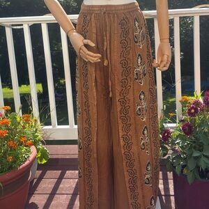 Bohemian Brown Skirt with Butterfly Embroidery